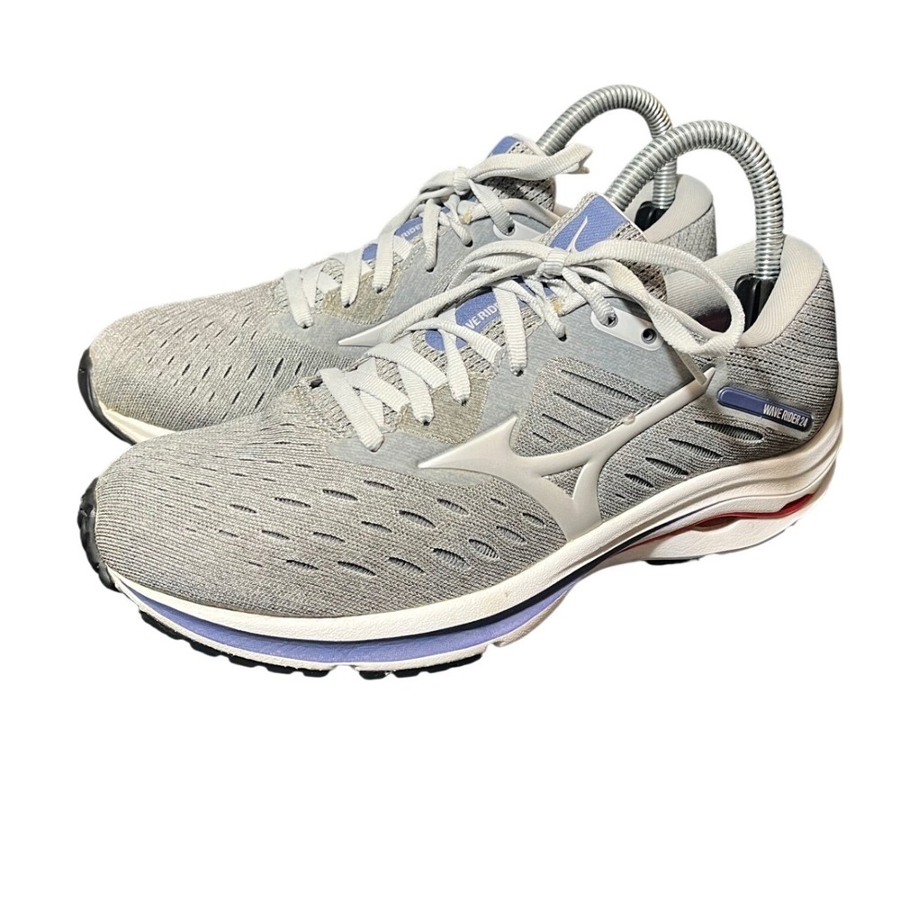 Mizuno Wave Rider 24 Running Shoes Womens Size 8 Gray Blue Athletic Sneakers